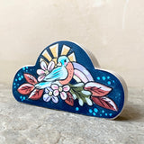 4.5”w Archival Printed Bluebird on Navy Cloud