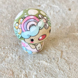 1.4” Tiny Round Mushroom: Olive Rainbow Unicorn