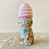 4” Brown Bear with Pink Beehive Bonnet