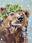 7x10” *Original* Brown Bear in Snow