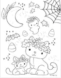 Vol.2 Digital Download 15-page Coloring Book—Spooky Friends—8.5” x 11”