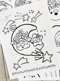 Vol.6 DIGITAL Download 9-page Coloring Book—Weather Friends—8.5” x 11”