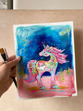 8x10” *Original* Night Rainbow Unicorn