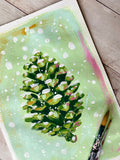 7x10” *Original* Pinecone in Snow
