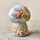 3.5” Chunky  Magic Mushroom: Blue Cap with Unicorns
