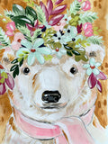 7x10” *Original* Winter Bear with Crown and Scarf