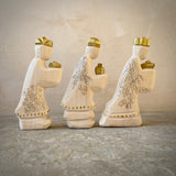 Set of 17: Carved Nativity with Gold and Glitter