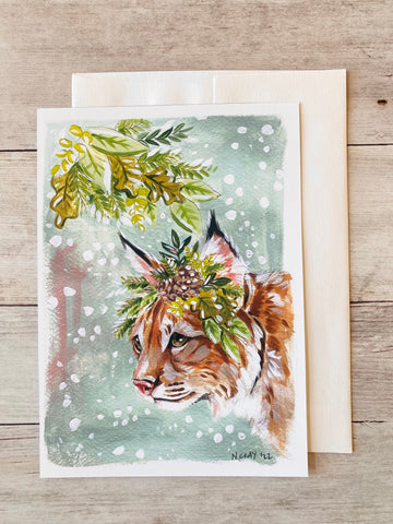 5x7 Greeting Card: Bobcat