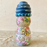 4” Brown Bear with Navy Beehive Bonnet