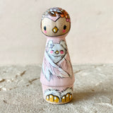 *Original* 3.25” Pink Owl holding Owlet