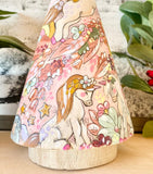 7.5” Pink Floral Cone Tree: Unicorns