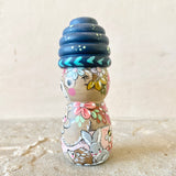 4” Brown Bear with Navy Beehive Bonnet