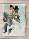 7x10” *Original* Jackrabbit in Snow