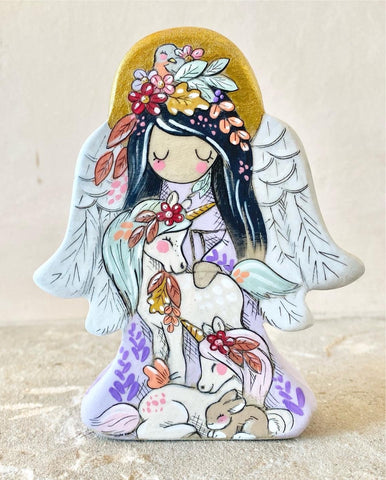 *Original* 5” Guardian Angel: Lavender Unicorns