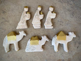 Set of 17: Carved Nativity with Gold and Glitter