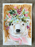 7x10” *Original* Winter Bear with Crown and Scarf