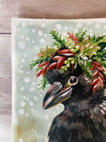 7x10” *Original* Raven in Snow