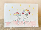 5x7” *Original* Rainbow Unicorn Sketch